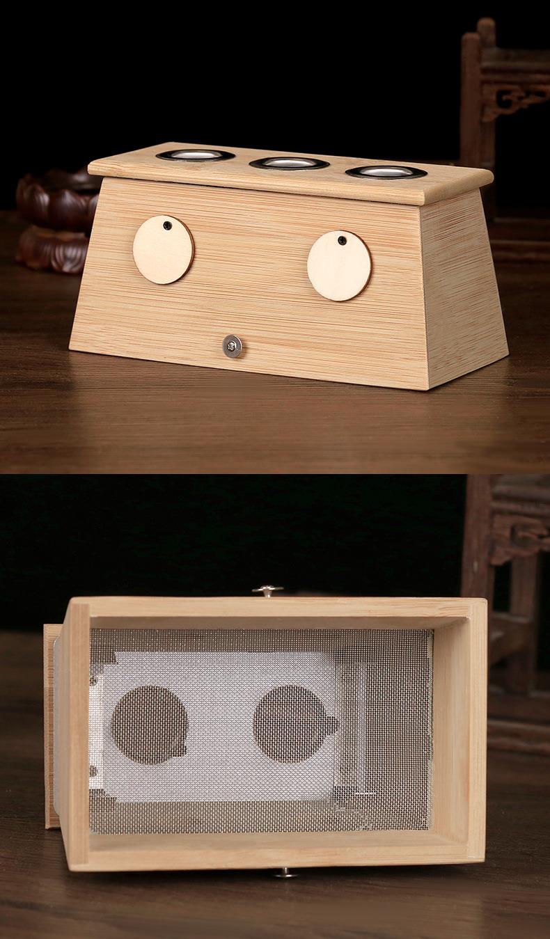 新款竹制单孔艾灸盒 随身灸加厚控温熏蒸腹部艾炙盒批发温灸器具